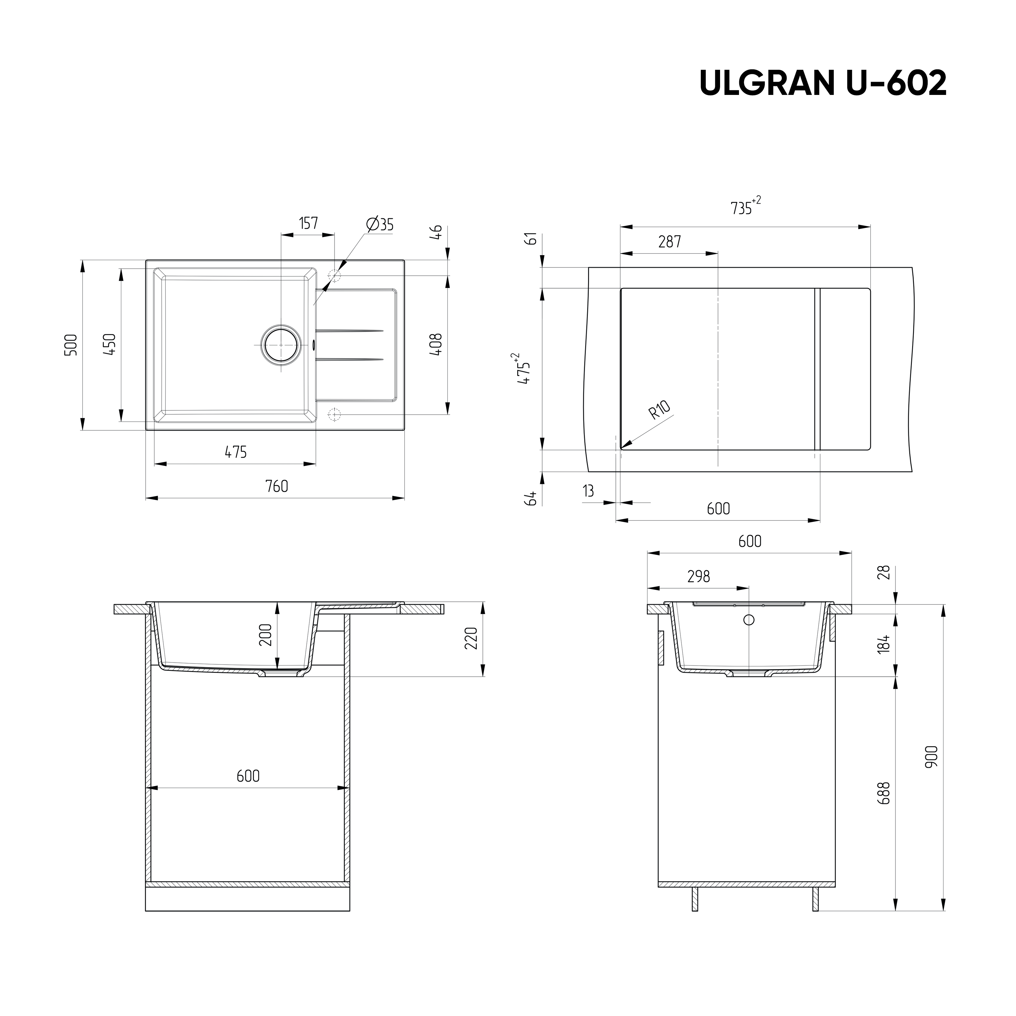 Мойка Ulgran U-602-343 антрацит